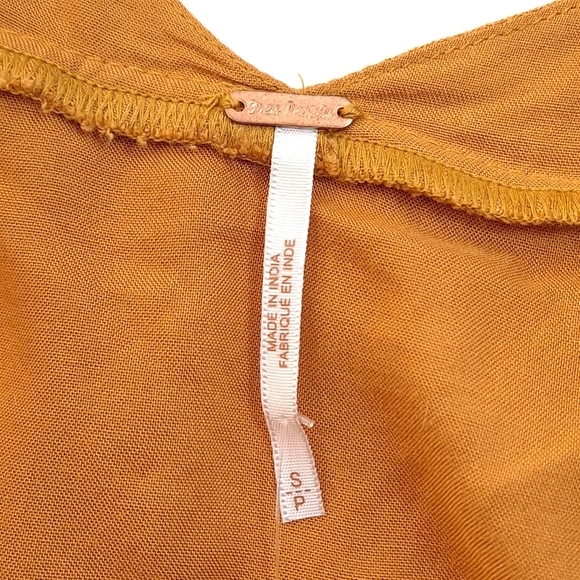 Free People Rhiannon Mustard Embroidered Mini Dress Boho - Sz Small - Picture 13 of 15